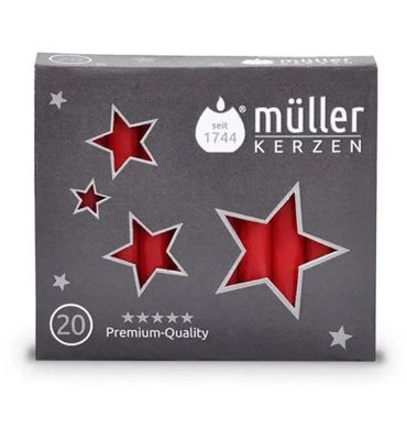 Müller Kerzen Kerstboomkaars 120/12 Rood (20st) 20st