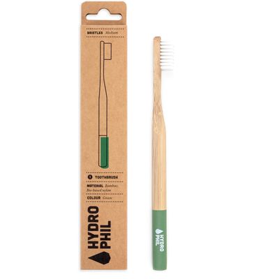 Hydrophil Tandenborstel groen medium-soft gemaakt van bamboe met borst (1st) 1st