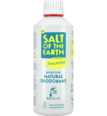 Salt Of The Earth Natural Deodorant Spray Navulfles, Unscented, Parfum vrij (500ml) 500ml