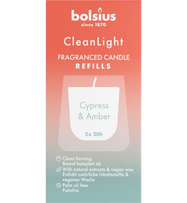 Bolsius Retail Clean Light navulling Cypress / Amber (1 stuks) 1 stuks