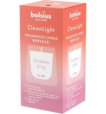 Bolsius Retail Clean Light navulling Gardenia / Fig (2 stuks) 2 stuks