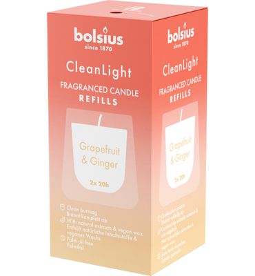 Bolsius Retail Clean Light navulling Grapefruit / Ginger (2 stuks) 2 stuks