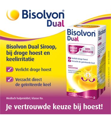 Bisolvon Dual droge hoest/keelirritatie siroop (100ml) 100ml