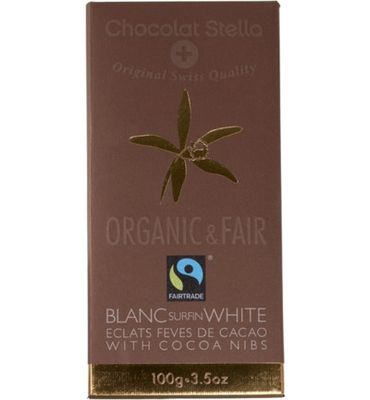 Chocolat Stella Surfin white with cocoa nibs (100 gram) 100 gram