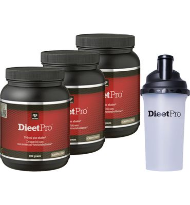 Dieet Pro (normaal) Trio: 3 Cappuccino + Shaker (3 x 500g) 3 x 500g