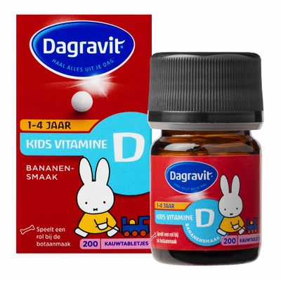 Dagravit Kids Vitamine D Banaansmaak Tabletten 200tabl