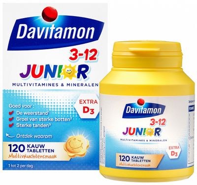 Davitamon Junior Kauwtabletten Multifruit 3plus 120stuks