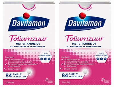Davitamon Foliumzuur Tabletten Met Vitamine D Voordeelverpakking 2x84st