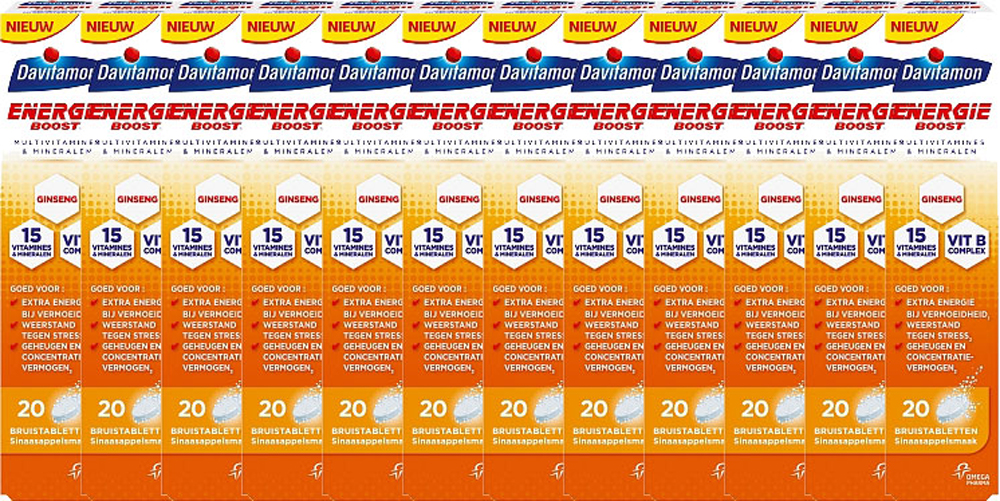 Davitamon Energie Boost Ginseng Vitamine Bruistabletten Orange Voordeelverpakking Davitamon Energie Boost Ginseng Vitamine Bruistabletten Orange Voordeelverpakking