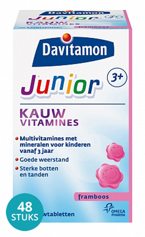 Davitamon Junior Kauwtabletten Framboos Voordeelverpakking