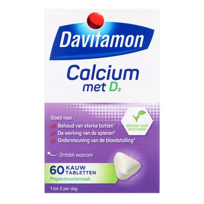 Davitamon calcium  vitamine d3 pepermuntsmaak 60stuks