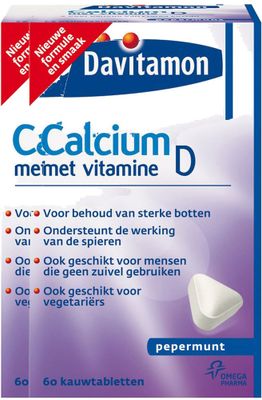 Davitamon Calcium Met Vitamine D Tabletten Pepermunt Voordeelverpakking 2x60st