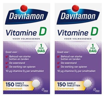 Davitamon Vitamine D Volwassenen Smelttablet Voordeelverpakking 2x150st