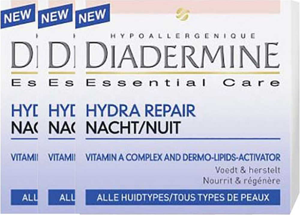 Diadermine Nachtcreme Essential Care Hydra Repair Voordeelverpakking 3x50ml
