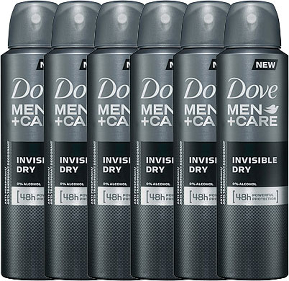 Dove MenCare Deodorant Deospray Invisible Dry Voordeelverpakking 6x150ml