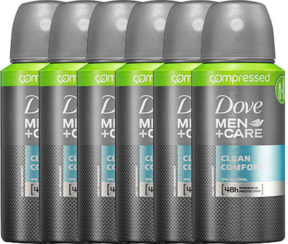 Dove MenCare Deodorant Deospray Compressed Clean Comfort Voordeelverpakking 6x75ml