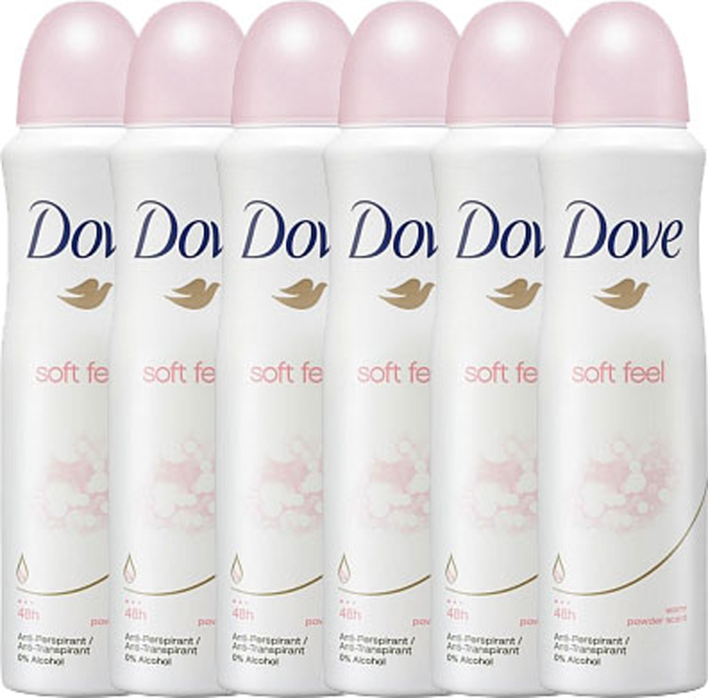 Dove Deodorant Deospray Soft Feel Voordeelverpakking 6x150ml