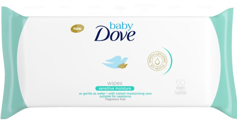 Dove Baby Billendoekjes Babydoekjes Sensitive - 50 Stuks Dove Baby Billendoekjes Babydoekjes Sensitive - 50 Stuks