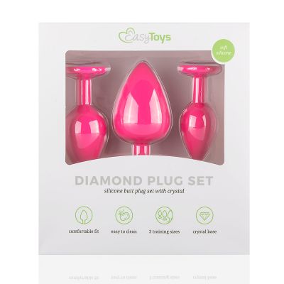 Easytoys Anal Collection Siliconen Buttplug Met Diamant - Roze Stuk