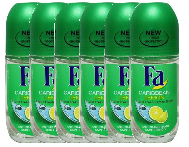 Fa Deodorant Deoroller Caribbean Lemon Voordeelverpakking 6x50ml