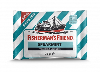 Fishermans Friend Spearmint Frisse Mint Lozenges Suikervrij Tuquoise/Wit