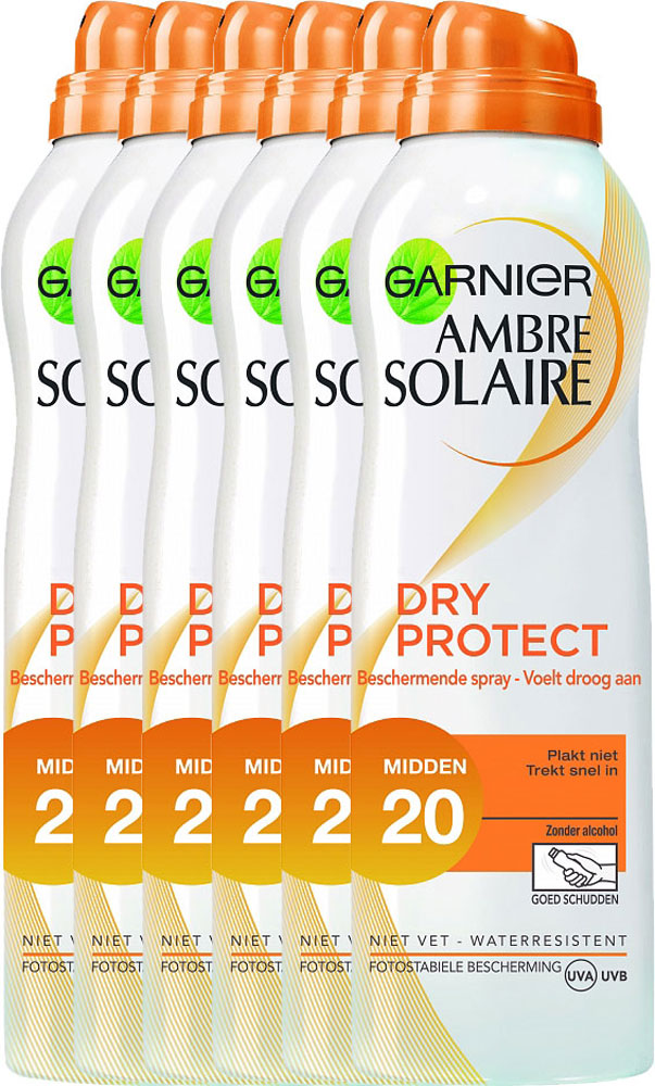 Garnier Ambre Solaire Zonnebrand Dry Protect Spray Factorspf20 Voordeelverpakking