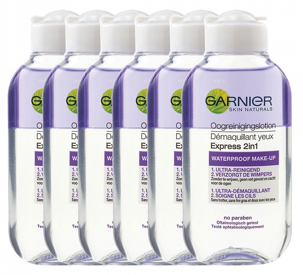 Garnier Skin Naturals Oogreinigingslotion 2 In 1 Waterproof Make-up Voordeelverpakking 6x125ml
