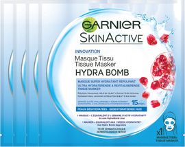 Garnier Garnier SkinActive Hydra Bomb Tissue Masker Granaatappel Voordeelverpakking Garnier SkinActive Hydra Bomb Tissue Masker Granaatappel