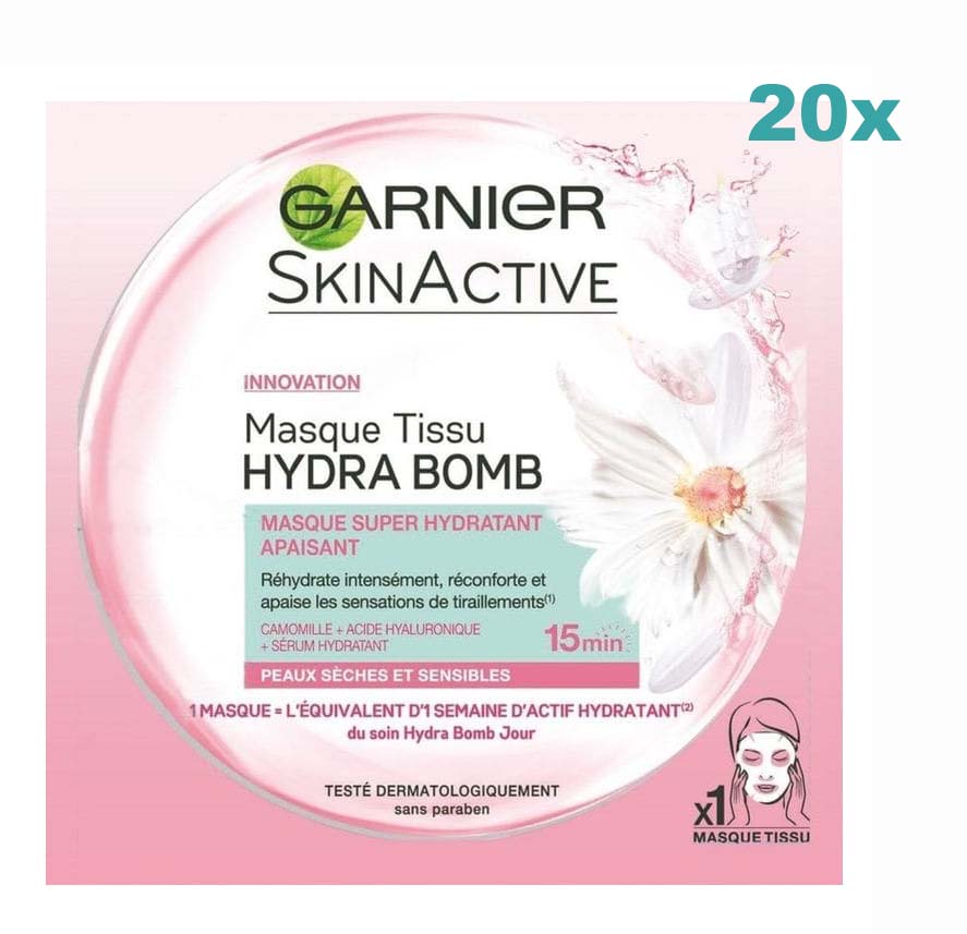 Garnier SkinActive Hydra Bomb Tissue Masker Kamille Voordeelverpakking 20stuks