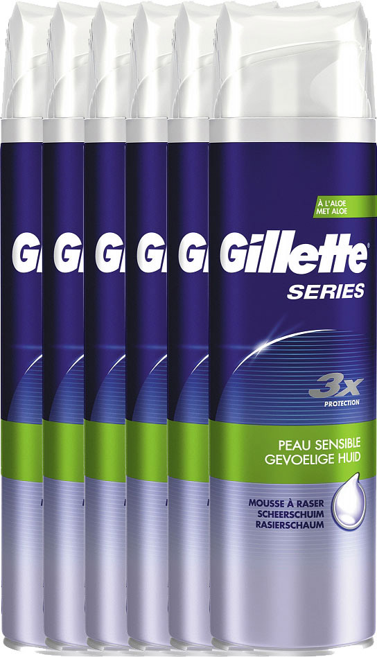 6x250ml Gillette Series Scheerschuim Gevoelige Huid Voordeelverpakking