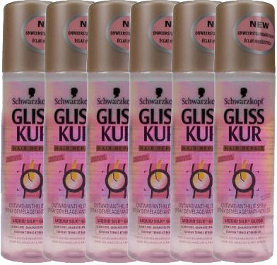 Gliss Kur Anti-Klit Spray Liquid Silk Gloss Voordeelverpakking 6x200ml