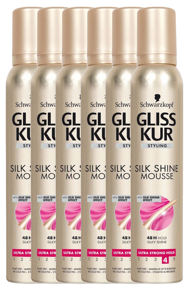 Gliss Kur Styling Mousse Hold Silk Gloss Voordeelverpakking 6x200ml