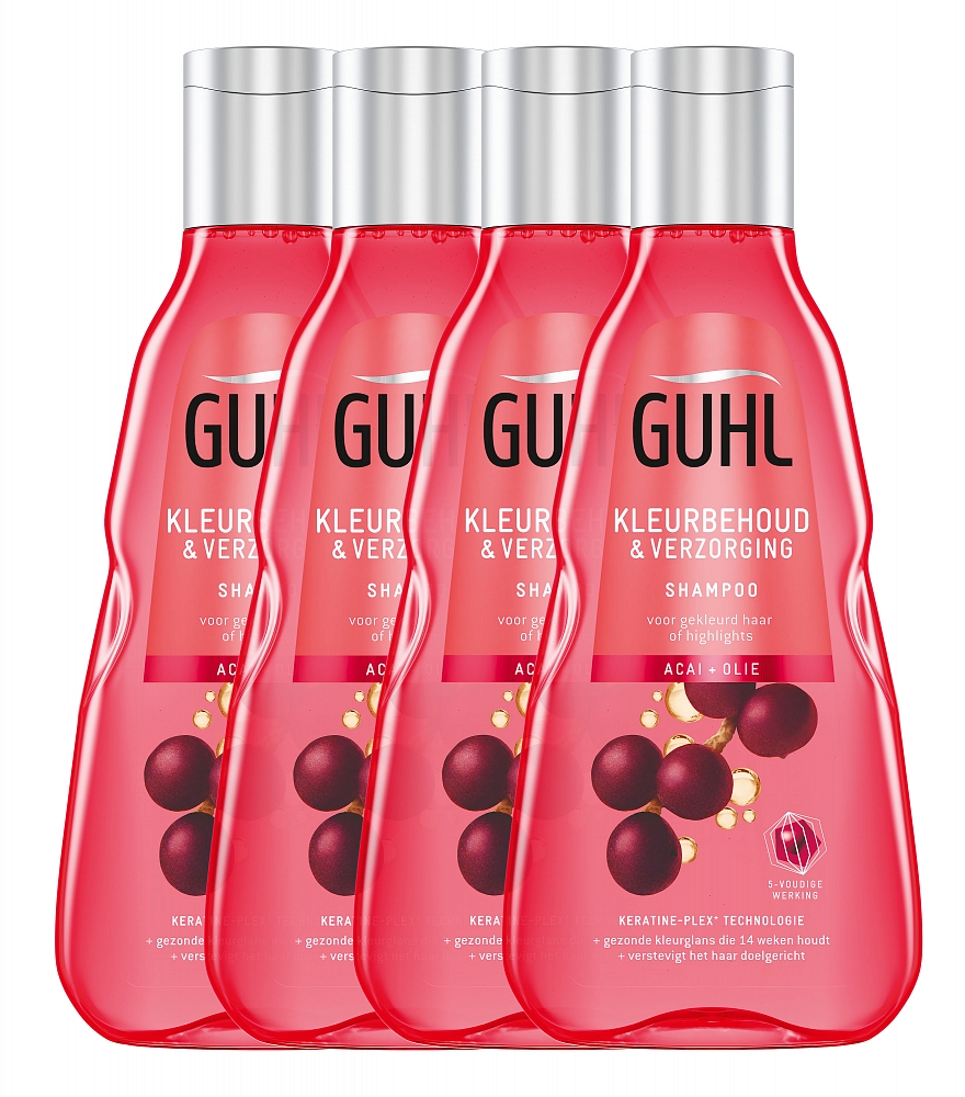 Guhl Shampoo Kleurbehoud Verzorging Voordeelverpakking 4x250ml Guhl Shampoo Kleurbehoud Verzorging Voordeelverpakking 4x250ml