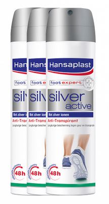 Hansaplast Voetdeo Silver Active Voordeelverpakking 3x150ml