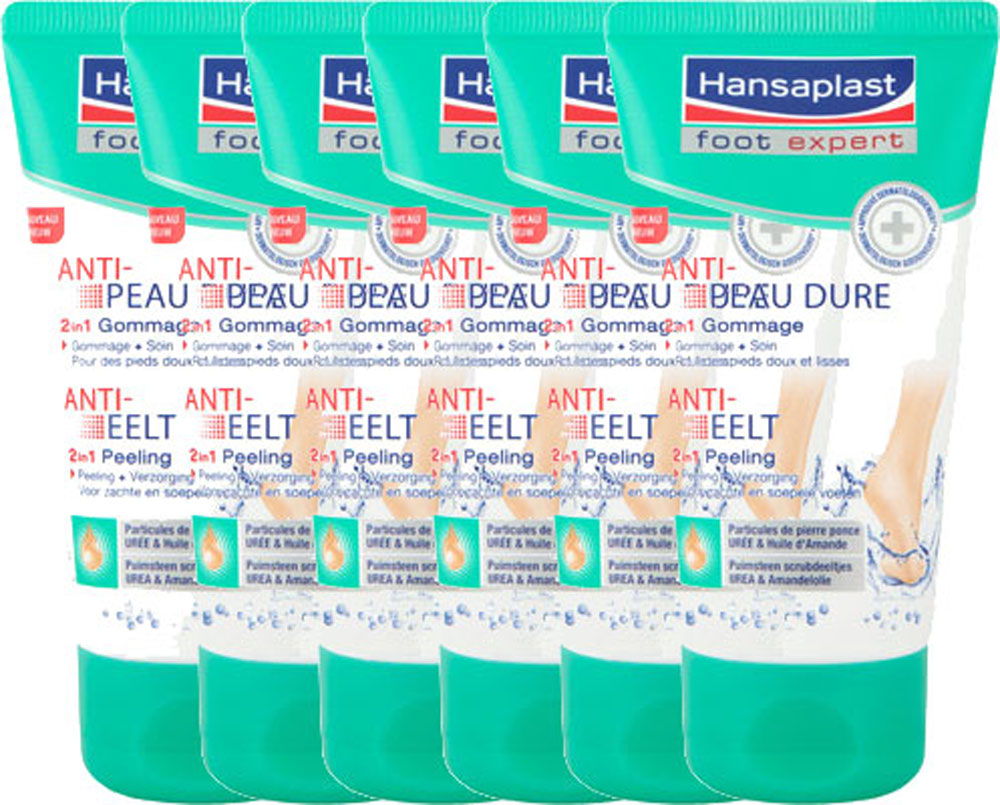 Hansaplast Anti Eelt Peeling 2in1 Voordeelverpakking 6x75ml