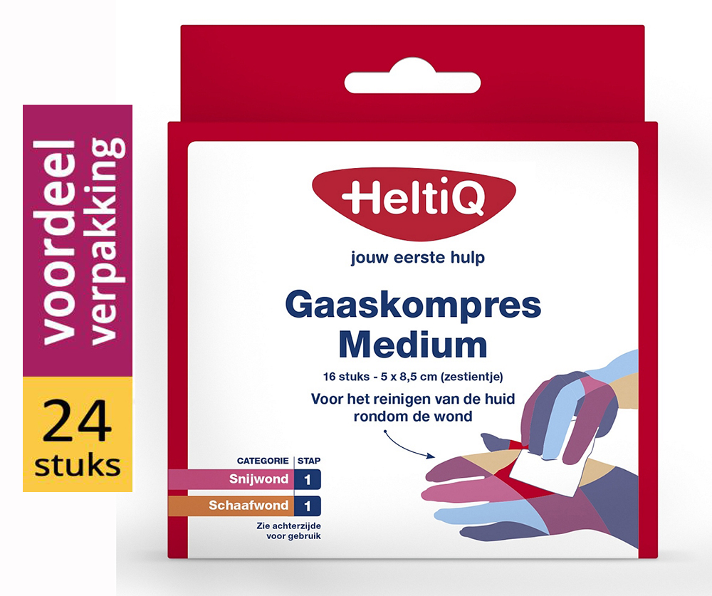 Heltiq Gaaskompres Medium Zestientje Voordeelverpakking