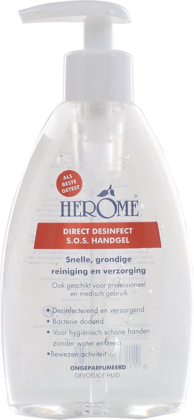 Herome Direct Desinfect S.O.S. Handgel Sensitive Ongeparfumeerd 200ml