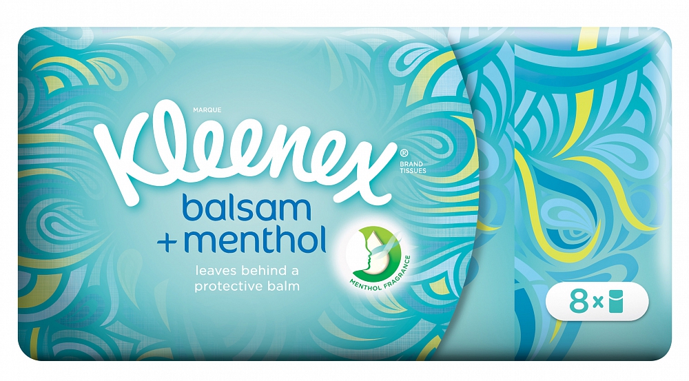 Kleenex Balsam Menthol Zakdoekjes 8x12st Kleenex Balsam Menthol Zakdoekjes 8x12st