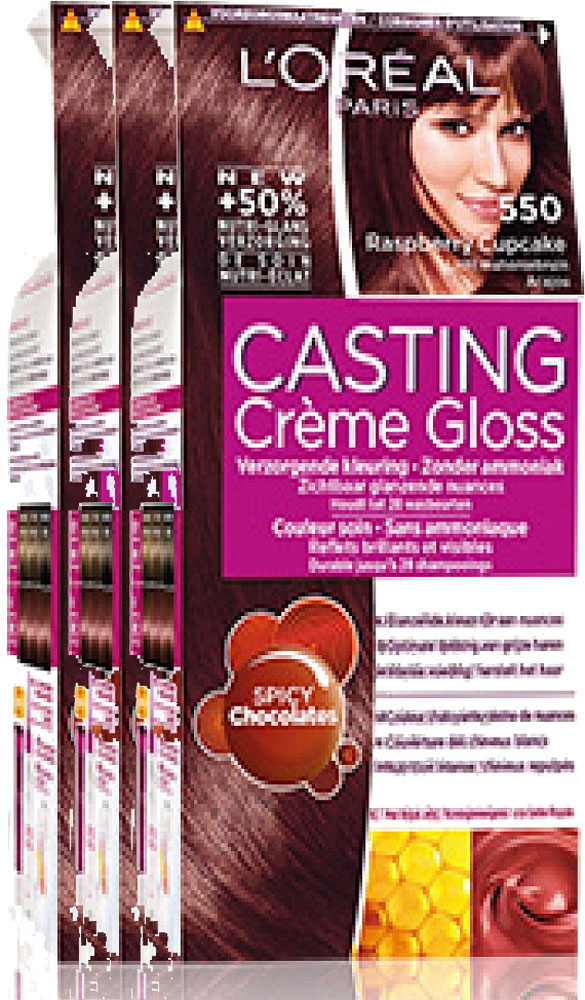 Loreal Paris Casting Creme Gloss 550 Licht Mahonie Bruin Voordeelverpakking 3 stuks