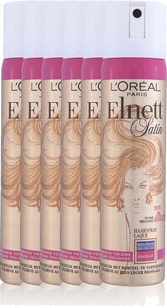 Loreal Paris Elnett Satin Haarspray Volume Extra Sterk Voordeelverpakking 6x75ml