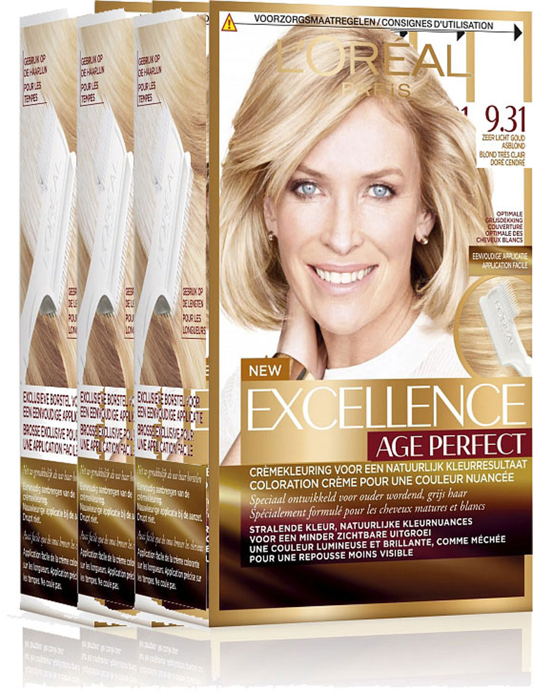 Loreal Paris Excellence Age Perfect 9.31 Licht Goud Blond Voordeelverpakking 3xstuks Loreal Paris Excellence Age Perfect 9.31 Licht Goud Blond Voordeelverpakking 3xstuks