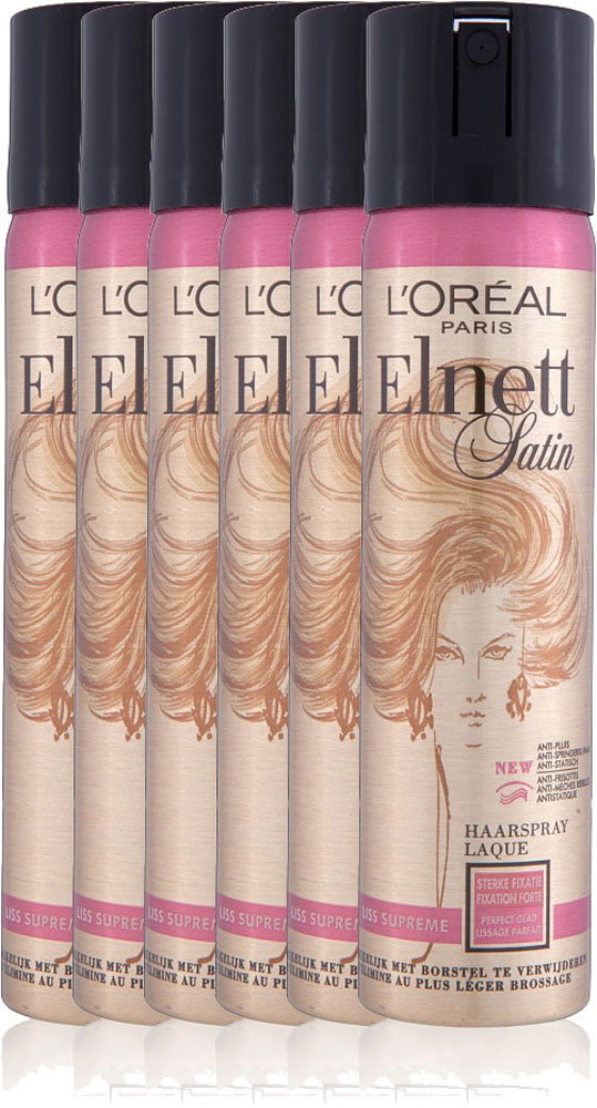 Loreal Paris Elnett Satin Haarspray Liss Supreme Voordeelverpakking 6x75ml