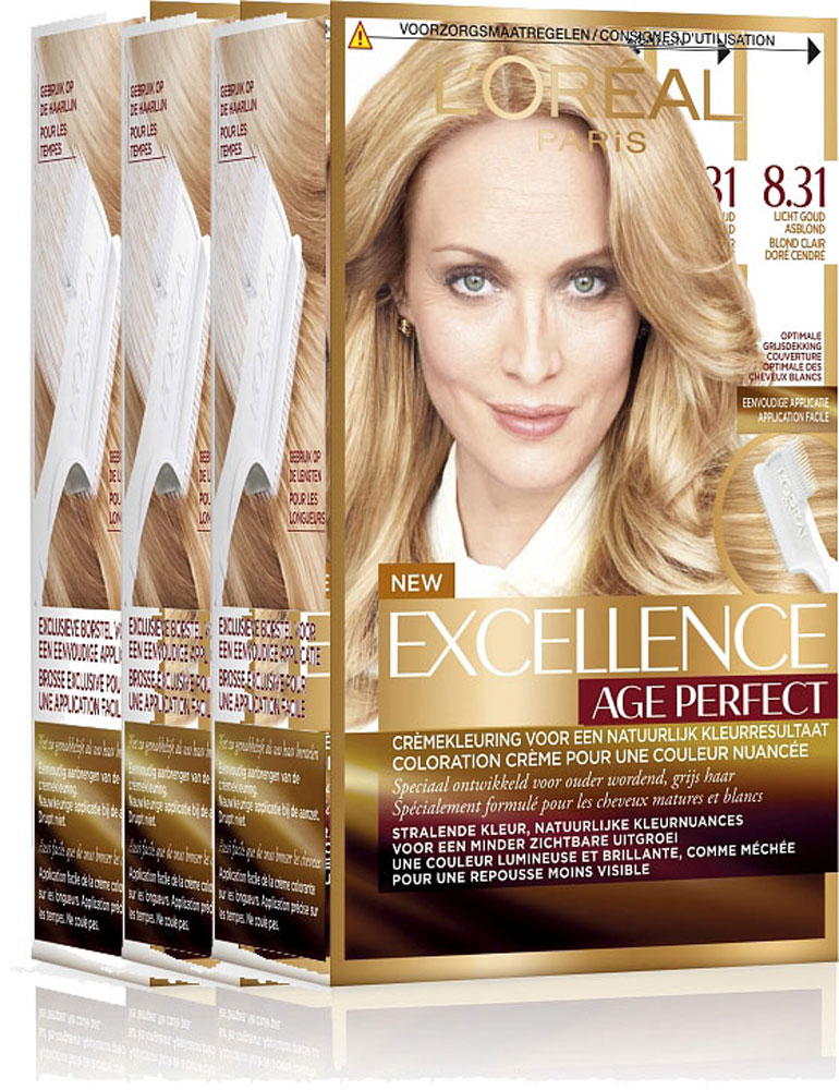 Loreal Paris Excellence Age Perfect 8.31 Licht Goud Asblond Voordeelverpakking 3xPer st
