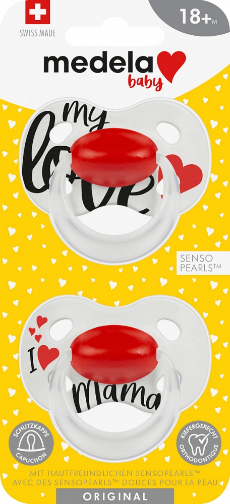 Medela Baby Fopspeen Original 18 Signature Love/mama - Duo Stuk Medela Baby Fopspeen Original 18 Signature Love/mama - Duo Stuk