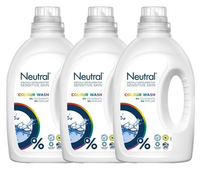 Neutral Vloeibaar Wasmiddel Kleur Voordeelverpakking 60 Wasjes 3x1055ml