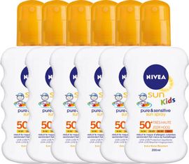 Nivea Nivea Sun Kids Pure &amp; Sensitive Spray Factor(spf)50+ Voordeelverpakking Nivea Sun Kids Pure & Sensitive Spray Factor(spf)50+