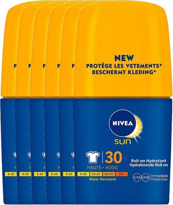 Nivea Sun Hydraterende Roll-On Factor(spf)30 Voordeelverpakking 6x50ml