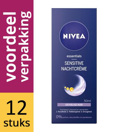 Nivea Essentials Nachtcreme Sensitive Voordeelverpakking 12x50ml Nivea Essentials Nachtcreme Sensitive Voordeelverpakking 12x50ml