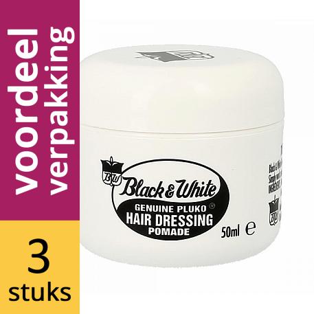 Black White Hair Dressing Pomade Lite Formula voordeelverpakking 3x50ml