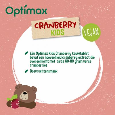 Optimax Kinder Cranberry Kauwtabletten 60stuks